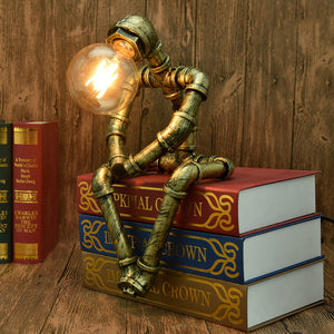 Steampunk Style Water Pipe Robot Table Lamp