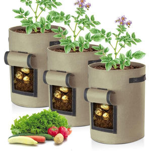 3 Pcs Breathable Vegetable Plant Grow Bags (Large)