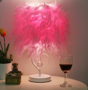 LED Feather Heart Wing Crystal Bedside Table Lamp
