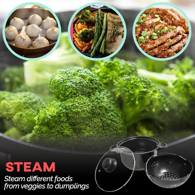 Boiling And Steaming Cooking Pot With Built-In Strainer