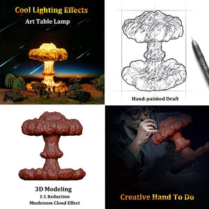 Simulated Nuclear Explosion Mushroom Cloud 3D Table Lamp