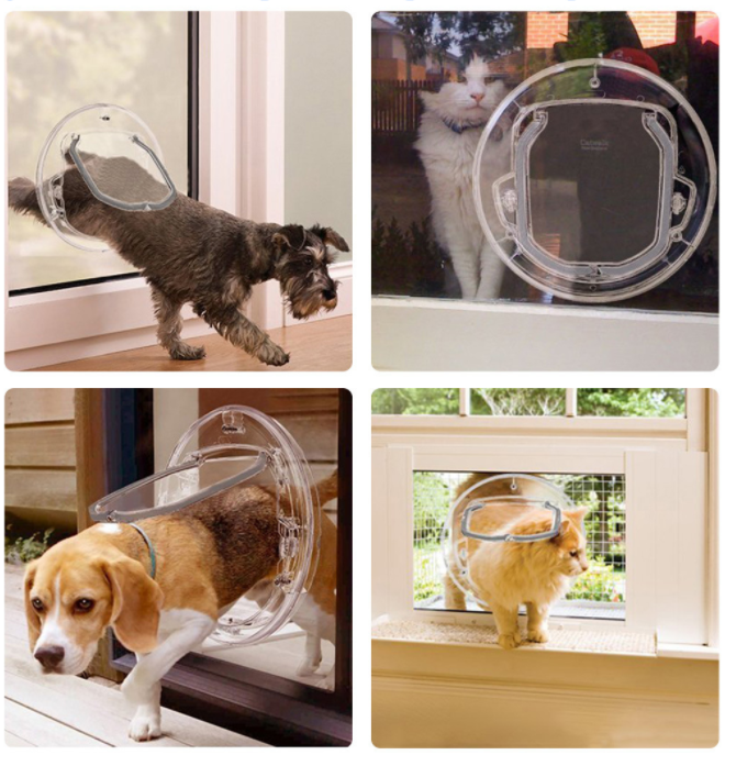 4 Ways Round Transparent Flap Pet Door