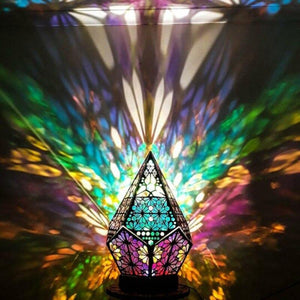 Bohemian Mosaic Starry Sky Lights Wooden Table Lamp