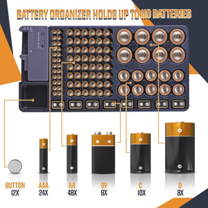 Battery Storage Box Organizer with Energy Tester