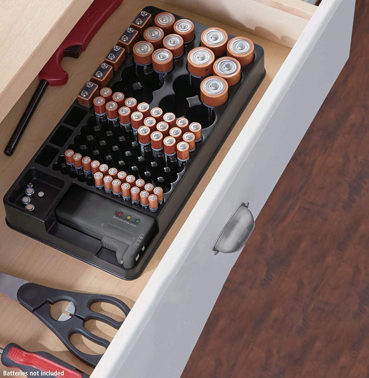 Battery Storage Box Organizer with Energy Tester