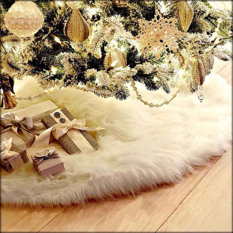 White Faux Fur Christmas Tree Skirt
