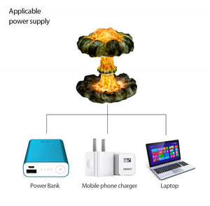 Simulated Nuclear Explosion Mushroom Cloud 3D Table Lamp