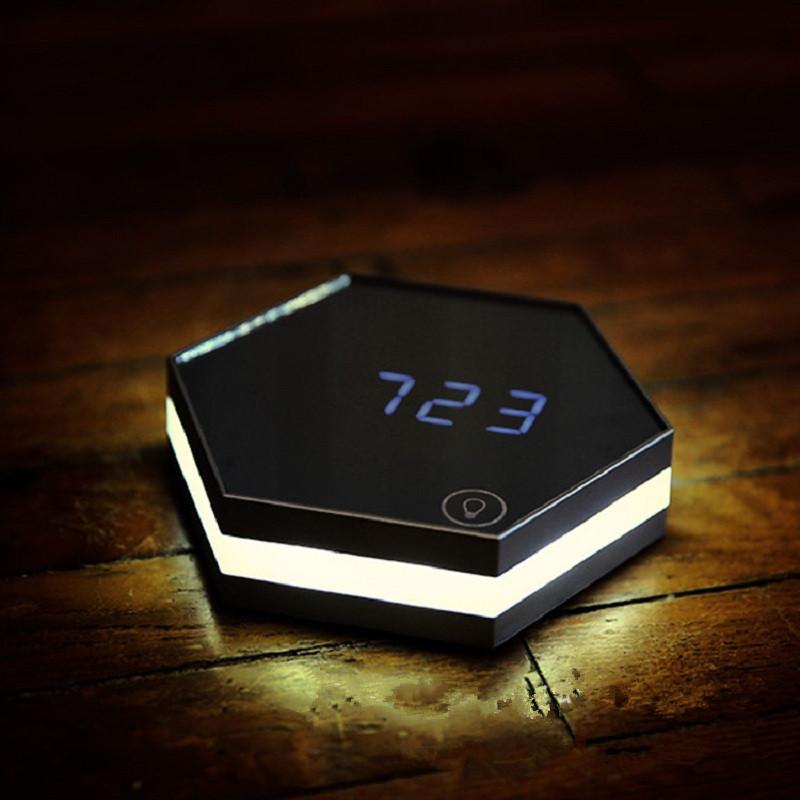 LED Mirror Hexagonal Alarm Clock