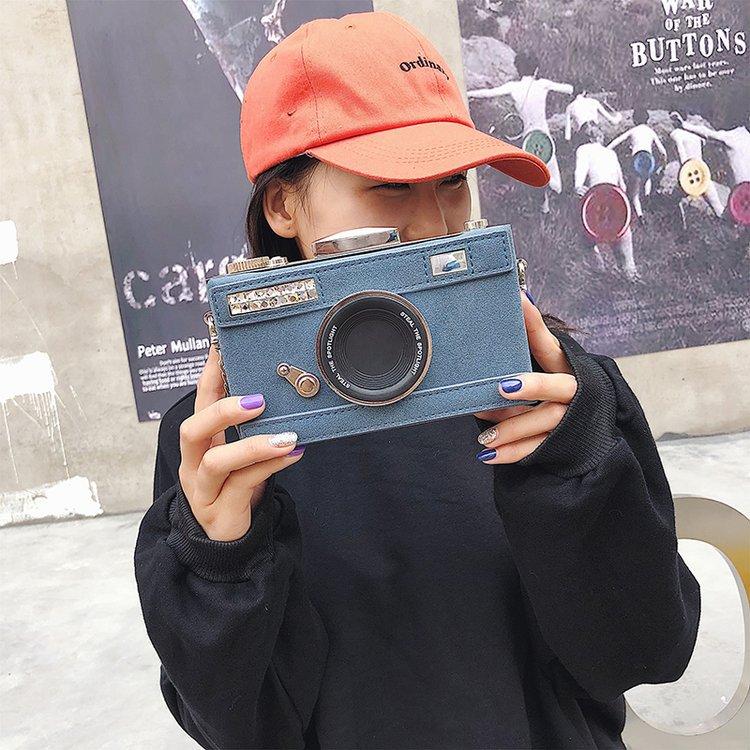 Fashion Camera Shape Clutch Nubuck Shoulder Bag