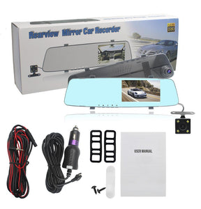 Dual Lens Mirror Car Dash Cam
