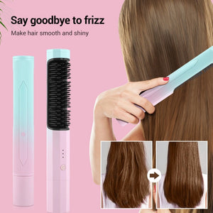 2 In 1 Wireless Frizz Free Hair Straightener Brush