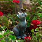 Curious Cat with Butterfly Garden Statue