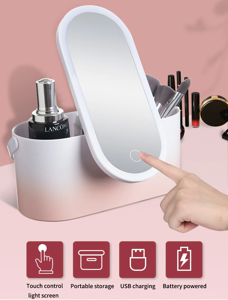 Travel Makeup Organizer Box with LED Light