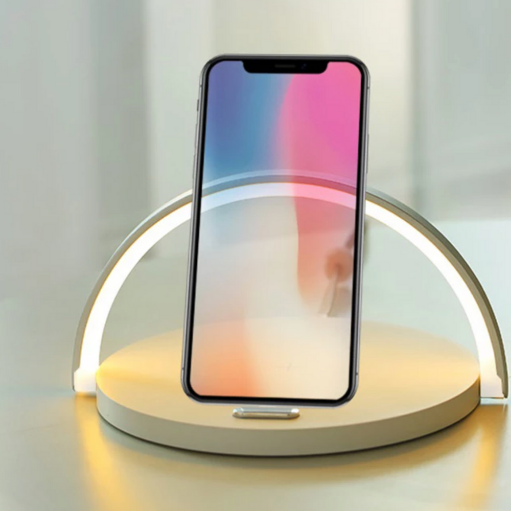 Wooden Table Lamp Night Light with Wireless Charger