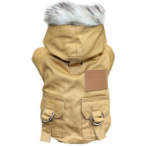 Military Style Hooded Cargo Dog Jacket