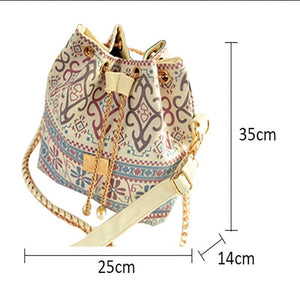 Ethnic Style Drawstring Bucket Bag