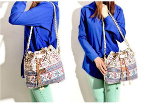 Ethnic Style Drawstring Bucket Bag