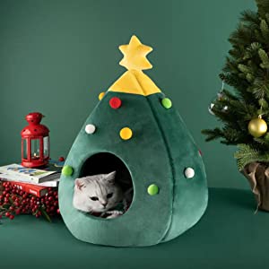 Christmas Tree Shaped Cat Bed