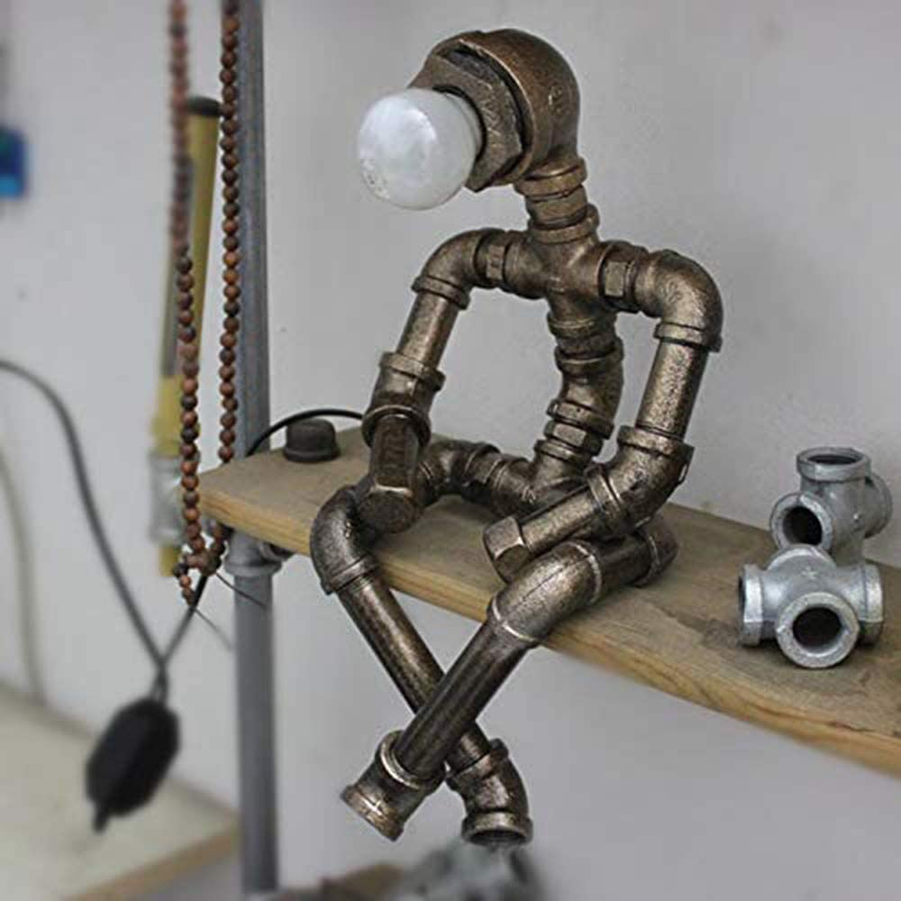 Steampunk Style Water Pipe Robot Table Lamp