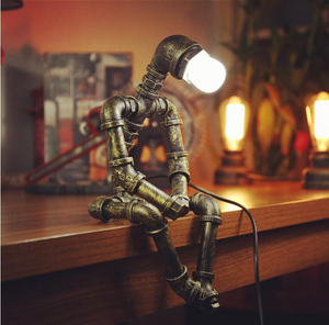 Steampunk Style Water Pipe Robot Table Lamp