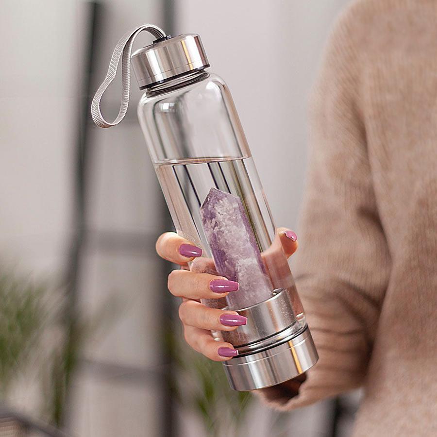 Healing Natural Quartz Glass Water Bottle