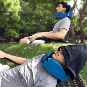 Memory Foam Travel Pillow with Hood
