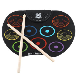 Portable Digital Drum Set - 9 Pads Roll up Silicone Electric Drum Kit Set