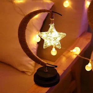 Decorative Hemp Rope Wrought Iron Moon Night Light