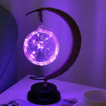 Decorative Hemp Rope Wrought Iron Moon Night Light