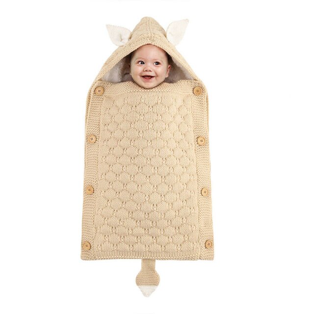Baby Knitted Sleeping Bag With Hood