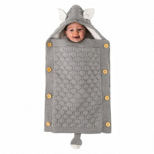 Baby Knitted Sleeping Bag With Hood