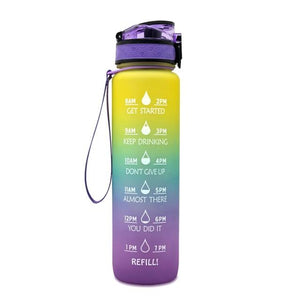 1L Frosted Gradient Water Bottle With Time Marker