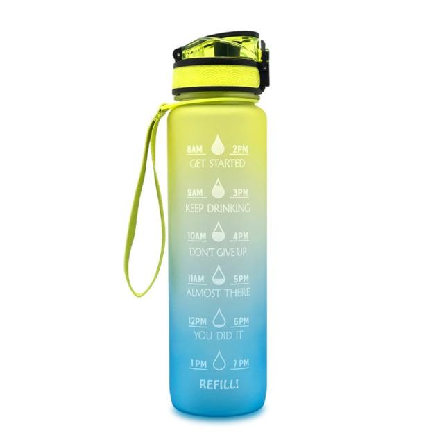 1L Frosted Gradient Water Bottle With Time Marker