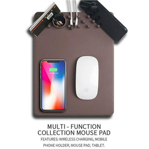Wireless Charging Mouse Pad and Gadget Organizer