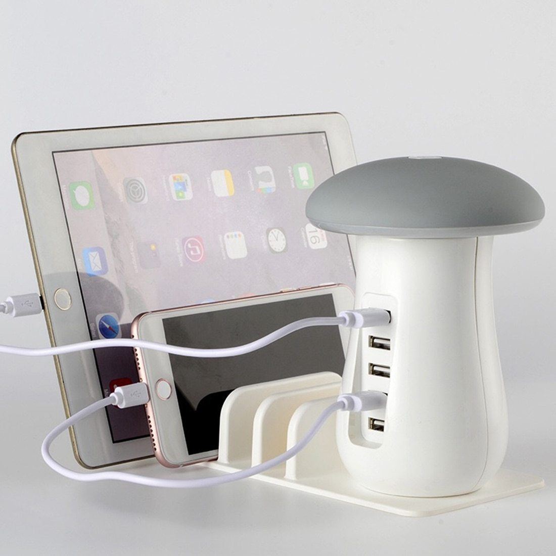 Mushroom USB Charging Station with LED Lamp