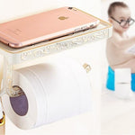 Antique Toilet Paper Holder with Mobile Phone Shelf