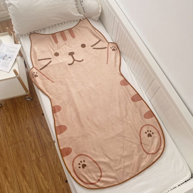 Cat Shaped Plush Flannel Blanket