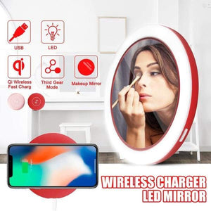 Wireless Charger with LED Makeup Mirror