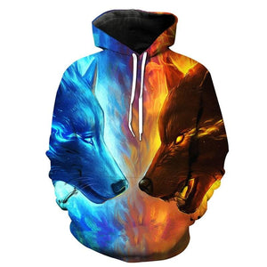 Wolf Fire and Ice Hoodie
